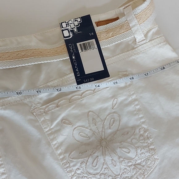 Bandolino Cream Denim Cotton Shorts/Belt Sz 14 - Picture 12 of 15